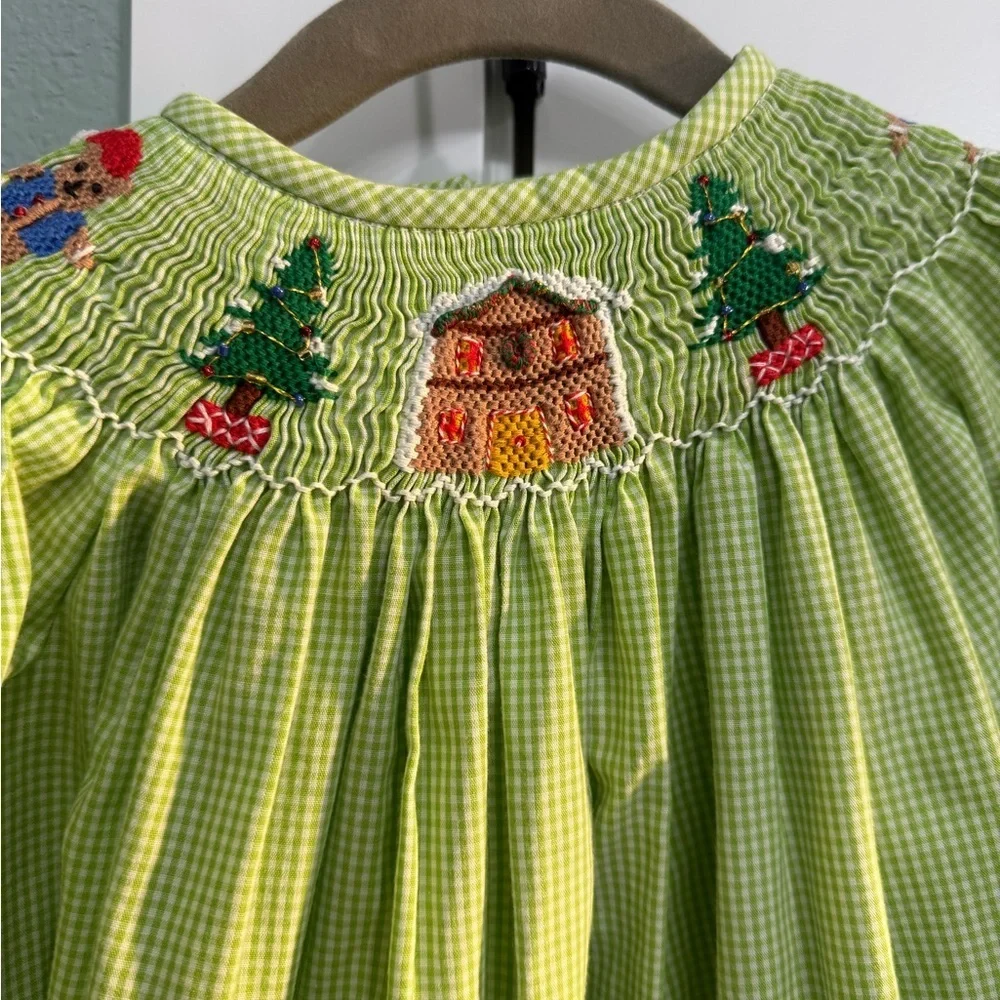 Girls' Lime Green Smocked Holiday Dress